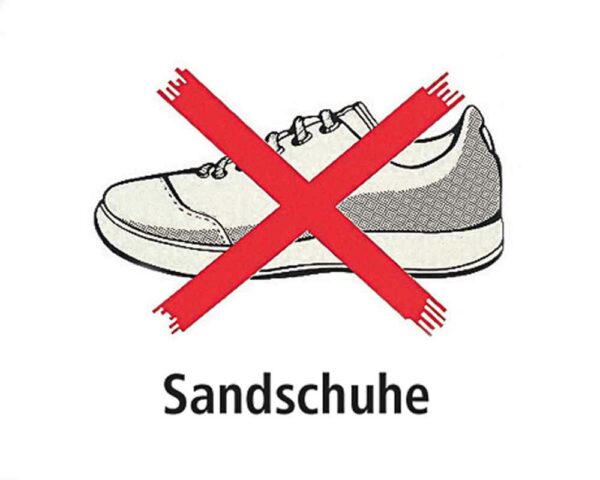 Hinweisschild Tennisschuhe